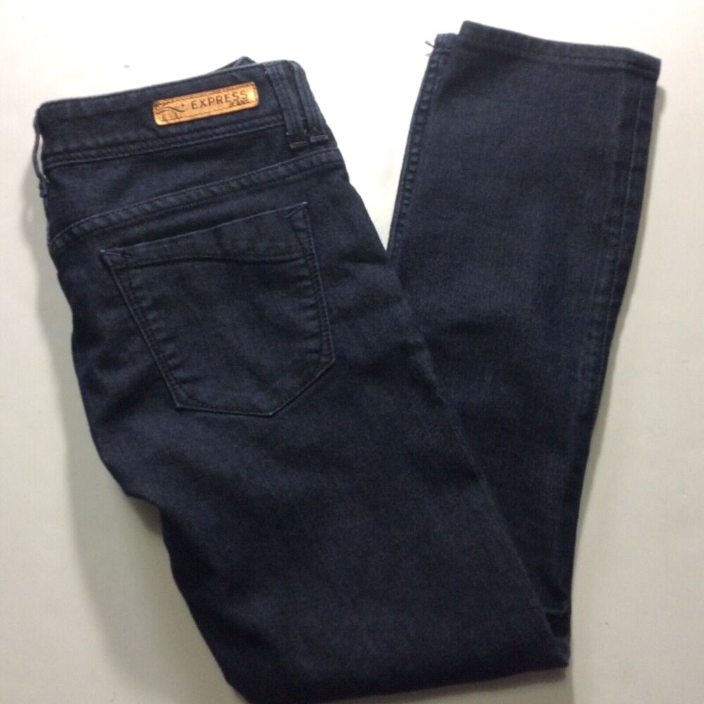 Express Jeans Zelda Slim Fit Crop Legging Womens 0 Blue Ultra Low Rise Dark Wash